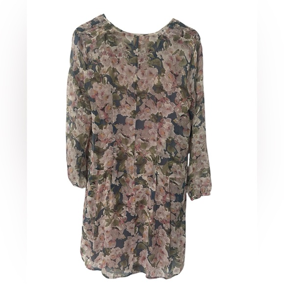 Sundance province rose silk dress bohemian floral watercolor long sleeve dress S - Picture 3 of 11